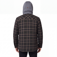 Men's Flannel Jacket with Hood - Sherpa Lined - Windproof Plaid