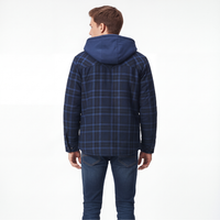 Men's Flannel Jacket with Hood - Sherpa Lined - Windproof Plaid