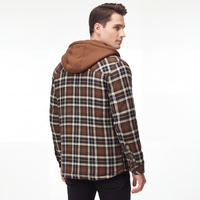 Men's Flannel Jacket with Hood - Sherpa Lined - Windproof Plaid