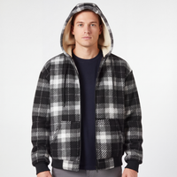 Men's Flannel Jacket - Sherpa Lined & Windproof - Hooded