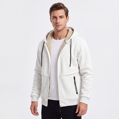 Men's Zip Up Hoodie - Sherpa Lined & Windproof - Warm Fleece Jacket