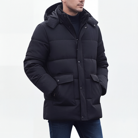 Men's Winter Jacket - Waterproof & Windproof - Removable Hood