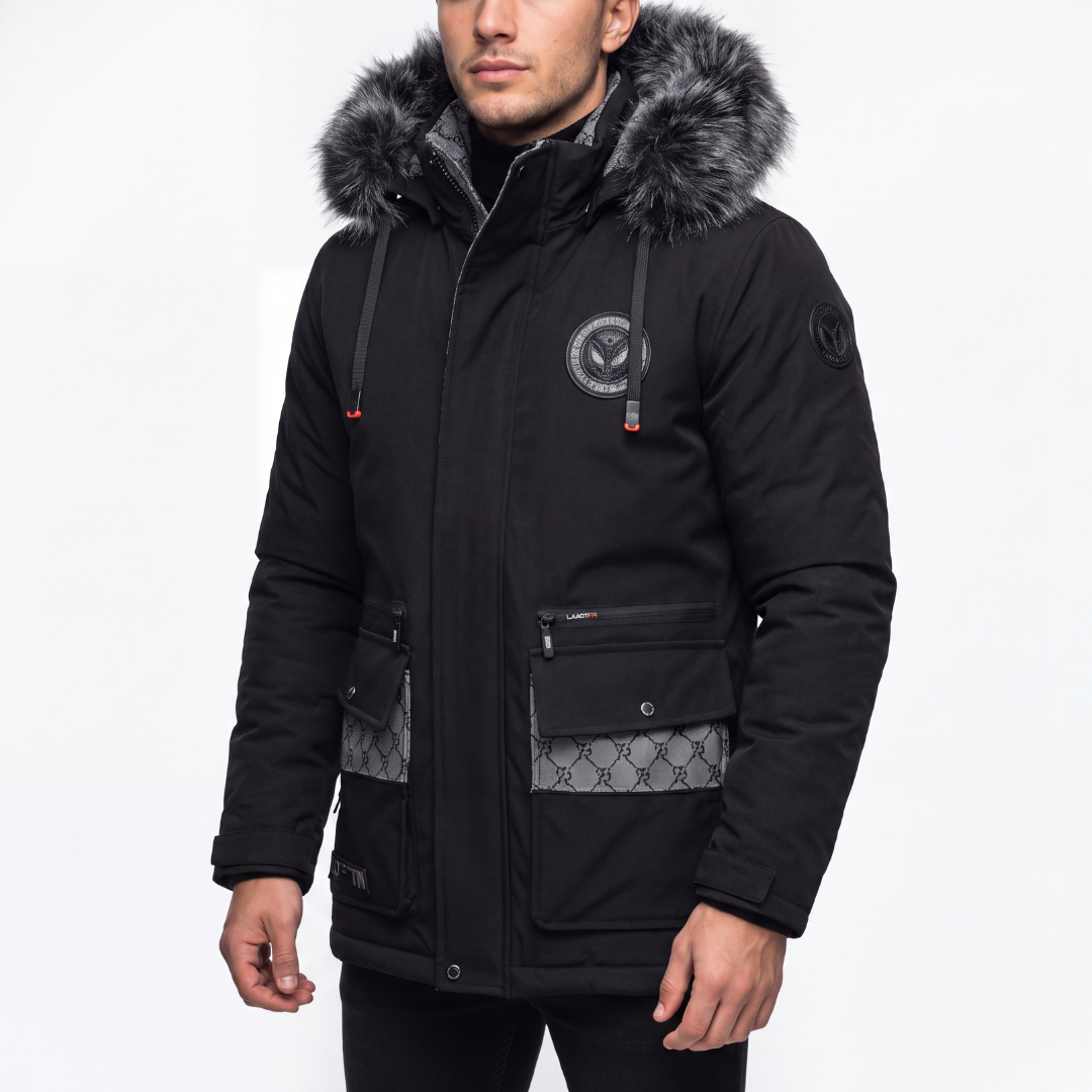 Men's Hooded Winter Coat - Waterproof & Windproof - Faux Fur Trim