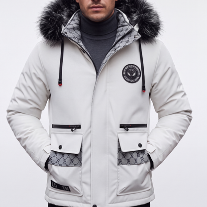 Men's Hooded Winter Coat - Waterproof & Windproof - Faux Fur Trim