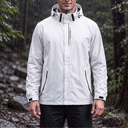 Men's Rain Jacket - Waterproof & Windproof - Removable Hood