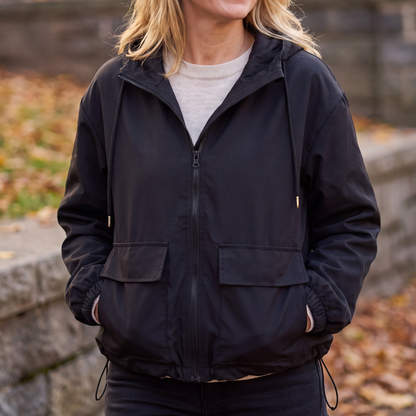 Women's Waterproof Jacket with Hood - Windproof & Year-Round - Full Zip