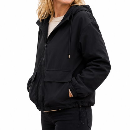 Women's Waterproof Jacket with Hood - Windproof & Year-Round - Full Zip