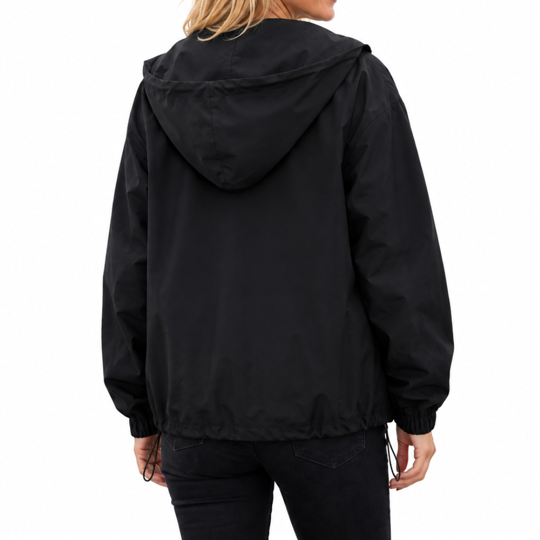 Women's Waterproof Jacket with Hood - Windproof & Year-Round - Full Zip