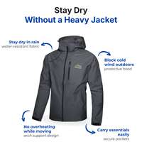 Men’s Lightweight Jacket – Hooded Windbreaker - Water Resistant