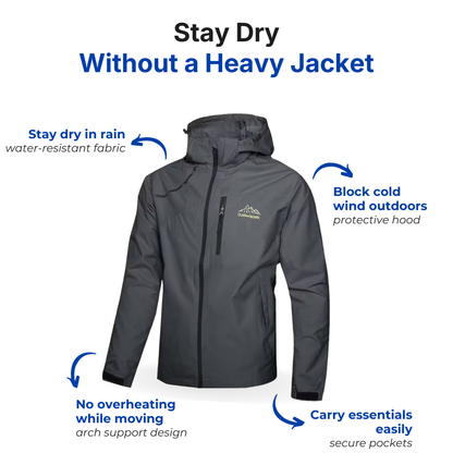 Men’s Lightweight Jacket – Hooded Windbreaker - Water Resistant