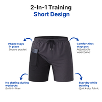Men's 2-in-1 Sports Shorts – Quick-Drying – Phone Pocket
