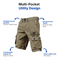 Men’s Utility Cargo Shorts – Multi-Pocket – US Flag Design