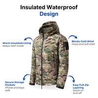Men’s Outdoor Lined Camouflage Jacket – Waterproof – Hooded Soft Shell