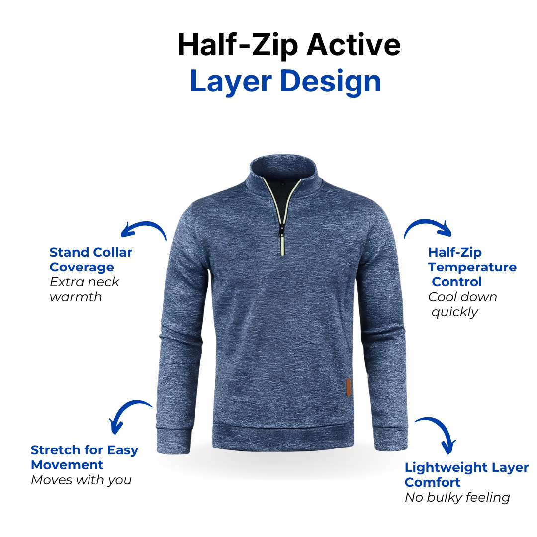 Half-Zip Long Sleeve Shirt – Lightweight Stretch – Outdoor Comfort