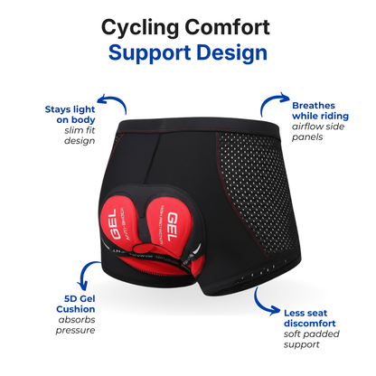 Padded Cycling Underwear – 5D Gel Cushion – Unisex