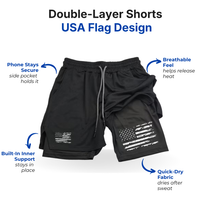 Men’s Sports Shorts – Double-Layer – USA Flag Design