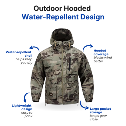 Men's Outdoor Hooded Jacket – Camouflage – Water-repellent