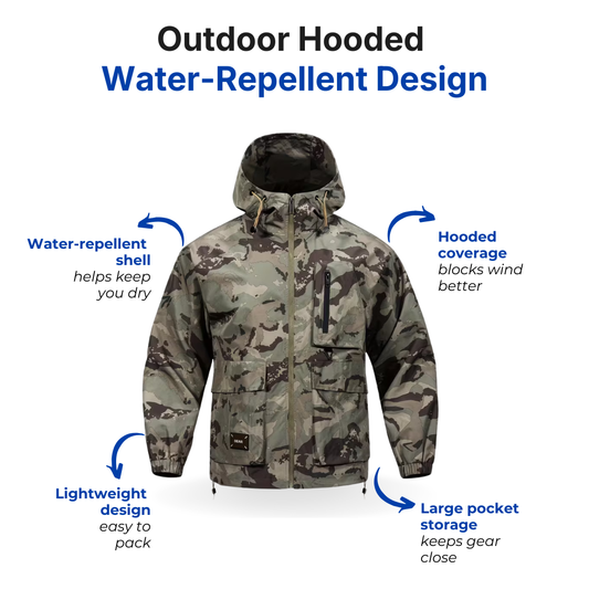 Men's Outdoor Hooded Jacket – Camouflage – Water-repellent