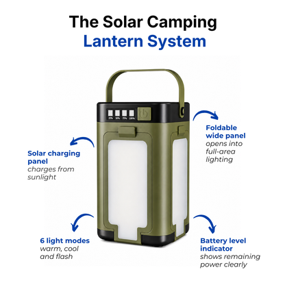 Solar Camping Lantern - Foldable Design - 6 Light Modes