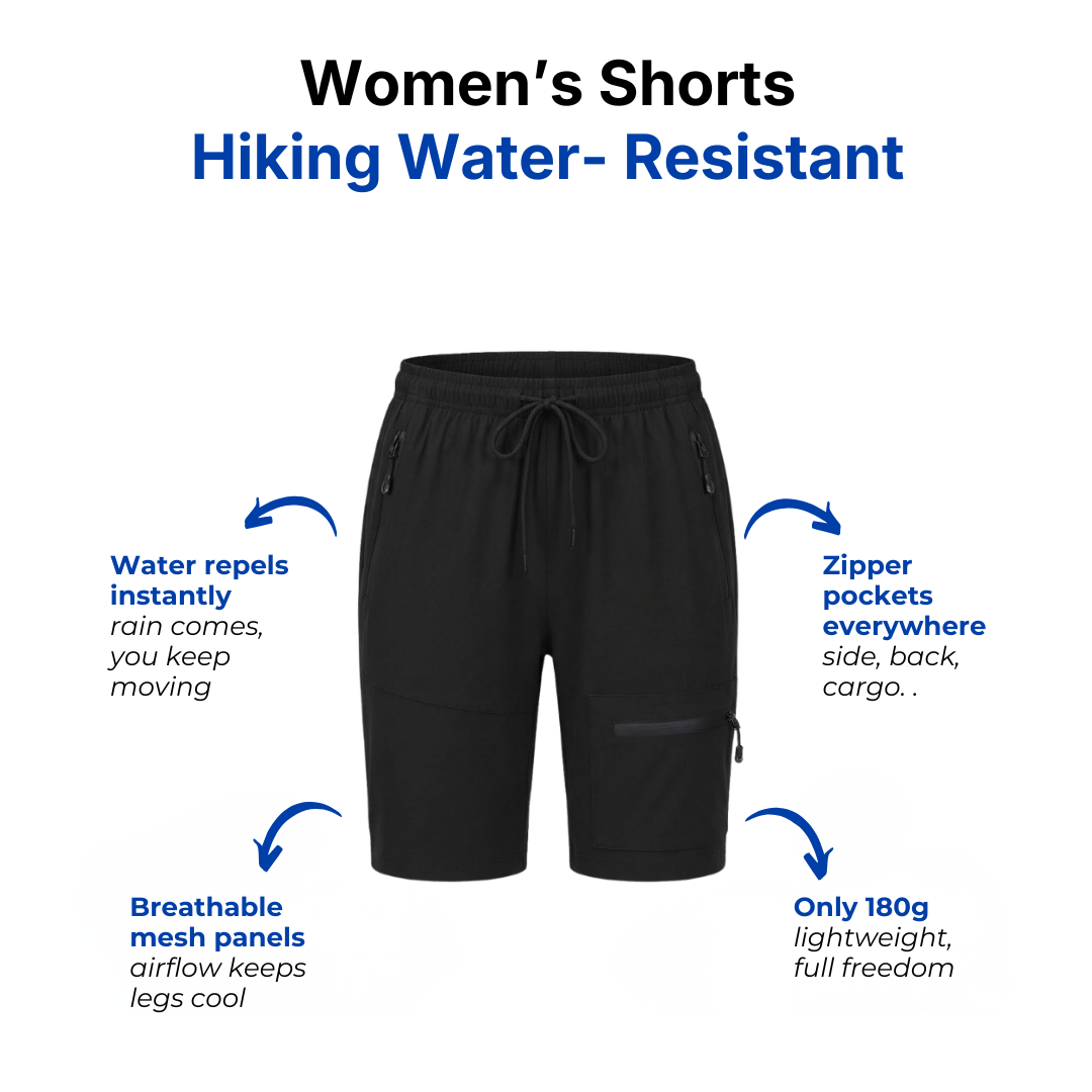 Women’s Hiking Shorts - Water-Resistant - Quick-Dry Zipper Pockets