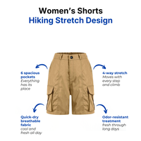 Women’s Hiking Shorts - 6 Pockets - Stretch Quick-Dry