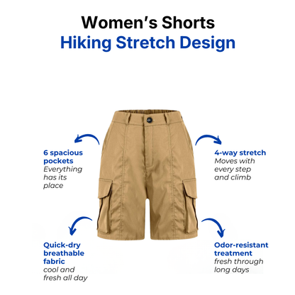 Women’s Hiking Shorts - 6 Pockets - Stretch Quick-Dry