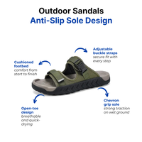 Men’s Outdoor Sandals - Adjustable Buckles - Anti-Slip Sole