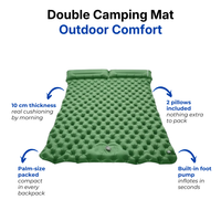 Inflatable Double Camping bed – Durable – Built-in Pillow & Foot Pump - Air Mattress