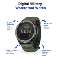 Digital Military Watch – Pedometer & Compass – Waterproof