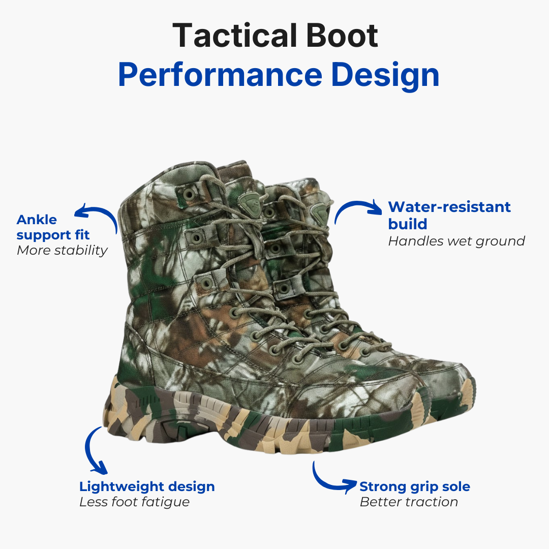 Men’s Tactical Combat Boots – Lace-Up Support – All-Season