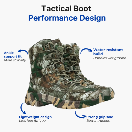 Men’s Tactical Combat Boots – Lace-Up Support – All-Season