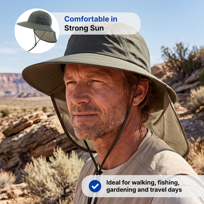 Men’s Sun Hat – Wide Brim – Neck Protection