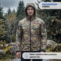 Men’s Outdoor Lined Camouflage Jacket – Waterproof – Hooded Soft Shell