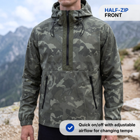 Men’s Camo Half-Zip Hooded Jacket – Lightweight Shell