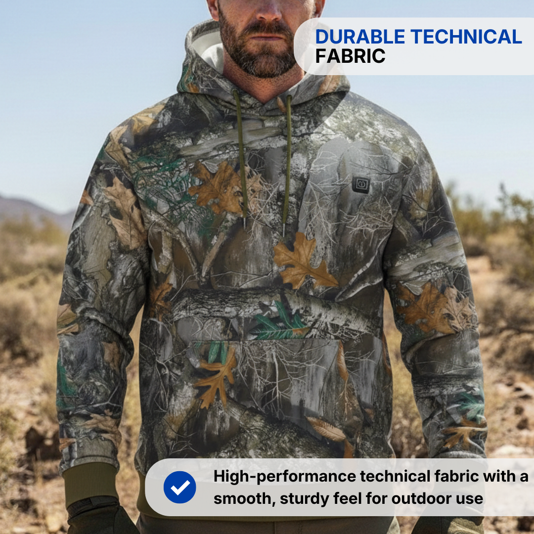 Camouflage Heated Sweatshirt – 7 Heating Zones – 3-Level Control