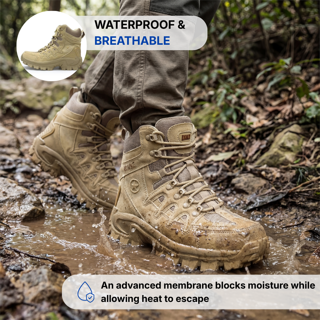 Waterproof Tactical Boots – All-Terrain Grip – Lightweight