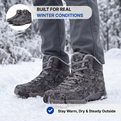 Men’s Winter Snow Boots – Warm Lined – Non-Slip Hiking Grip