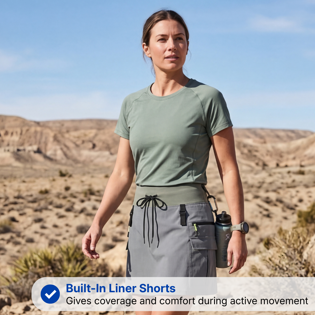 Women's Cargo Skort – Built-in Liner – All Body Types
