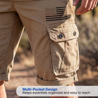 Men’s Utility Cargo Shorts – Multi-Pocket – US Flag Design