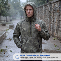 Men’s Camo Half-Zip Hooded Jacket – Lightweight Shell