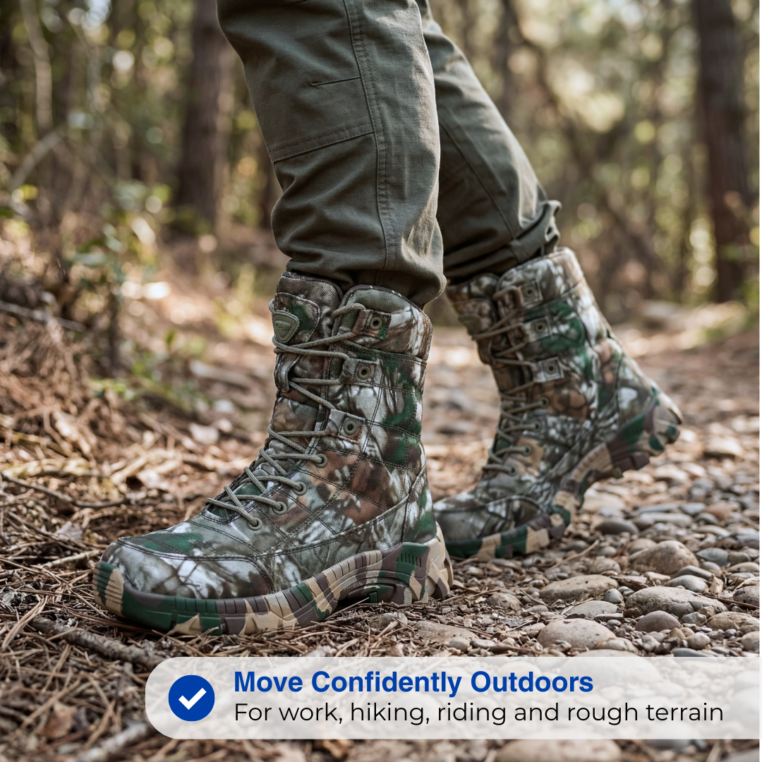 Men’s Tactical Combat Boots – Lace-Up Support – All-Season