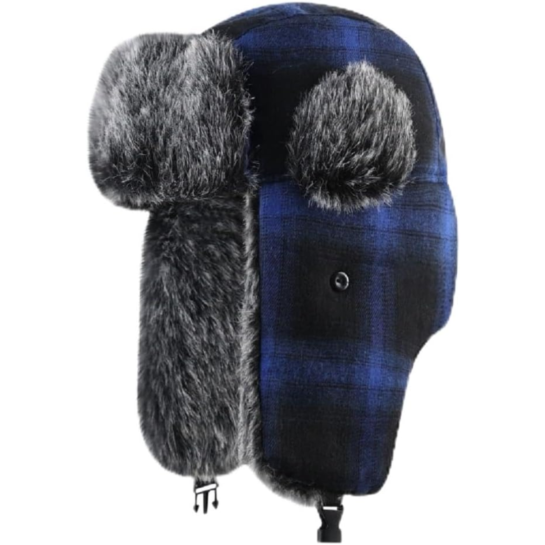Trapper Hat - Faux Fur Lined Winter Hat with Ear Flaps - Unisex