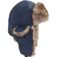 Trapper Hat - Faux Fur Lined Winter Hat with Ear Flaps - Unisex
