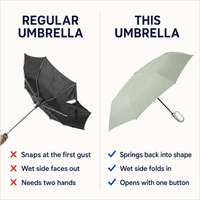 Windproof Rain Umbrella - Automatic Compact Travel Umbrella - Hook Handle
