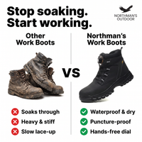 Waterproof Steel Toe Work Boots - Puncture-Proof Safety Boots - Non-Slip