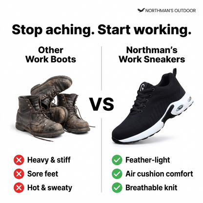 Steel Toe Shoes - Air Cushion Work Sneakers - Breathable & Puncture-Proof