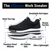 Steel Toe Shoes - Air Cushion Work Sneakers - Breathable & Puncture-Proof