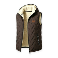 Mens Vest with Hood - Plush Lined Full Zip - Zippered Hand Pockets