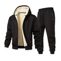 Mens Tracksuit - Plush Lined Hooded Jacket & Joggers - 2 Piece Set