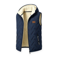 Mens Vest with Hood - Plush Lined Full Zip - Zippered Hand Pockets